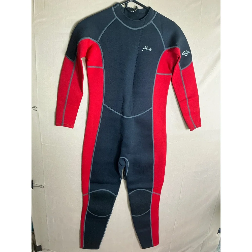 Hevto Kids Wetsuit 3mm Neoprene Full Body Youth Size 16 Black Red Swimming Surf‎